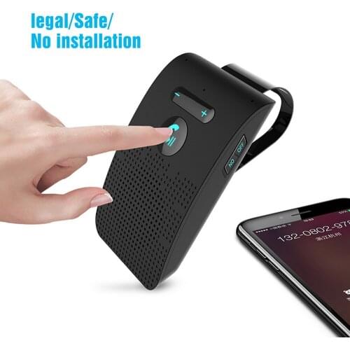 Bluetooth Handsfree Car Kit 4.2 Sun Visor clip Wireless Audio Receiver Speakerphone Loud Speaker Music Player Dual Microphone