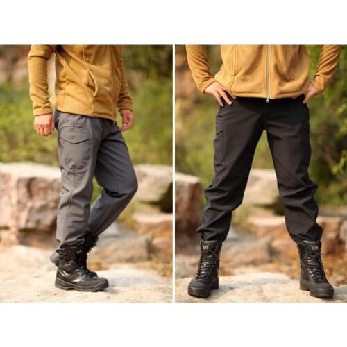 Shark Skin Waterproof Windproof Outdoor Hiking Climbing CS Camouflage Hunting Pants Men Fleece Trousers Military Army Pant