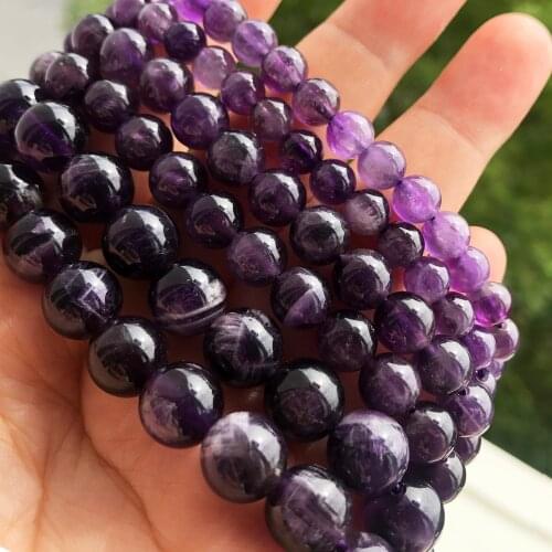 Natural Stone Amethysts Purple Quartz Crystal Bead Round Loose Spacer Beads For Jewelry Making Diy Charm Bracelet 4 6 8 10 12mm