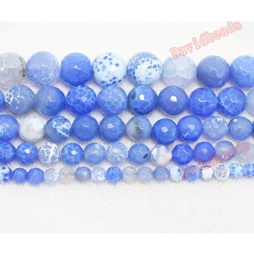 Free Shipping 15" Strand Natural Stone Blue Crab Faceted Fire Agat Round Beads 8 10 12MM Pick Color For Jewelry