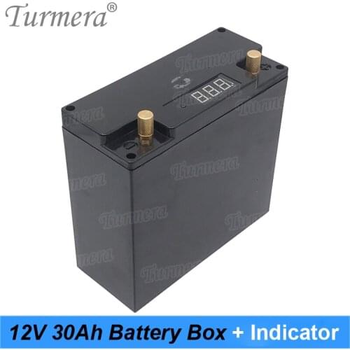 Turmera 12V 30Ah Battery Box Storage Case with Capacity Indicator Build 48Piece 18650 Battery for Uninterrupted Power Supply 12V