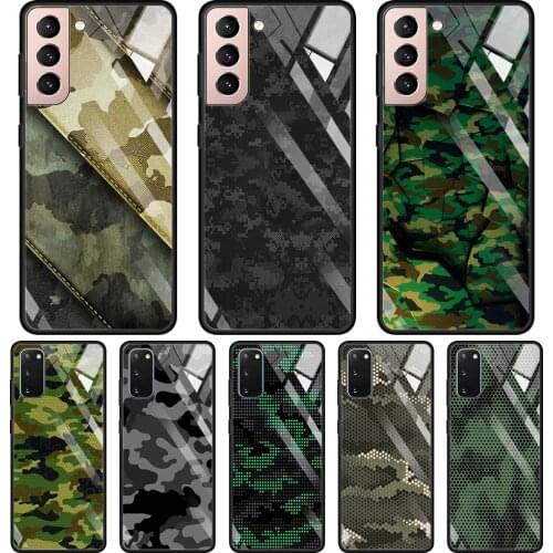 Camouflage Pattern Camo Military Army Glass Case For Samsung Galaxy S21 S20 Ultra S10 Plus Lite S20FE 5G S10e S9 S8 Shell Funda