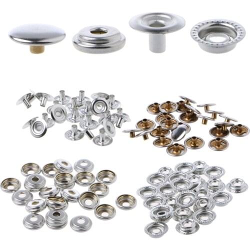 Hot 100 Pcs Stainless Steel Snap Fastener Press Stud Cap Button Marine Boat Canvas