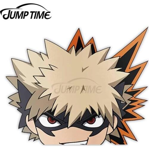 JumpTime 13 x 12.3cm Katsuki Bakugo My Hero Academia Peek Big Head Funny Car Stickers Decals Laptop Cute Vinyl Windshield Decor