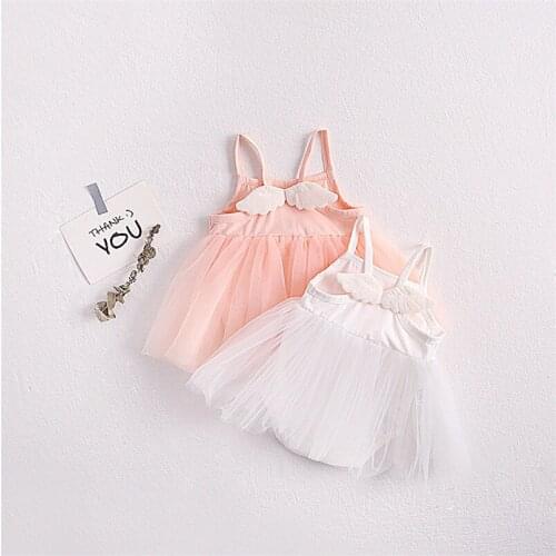 Cartoon angel wing design baby summer dress infant girls suspender costumes kids dresses for girls clothing children dresses