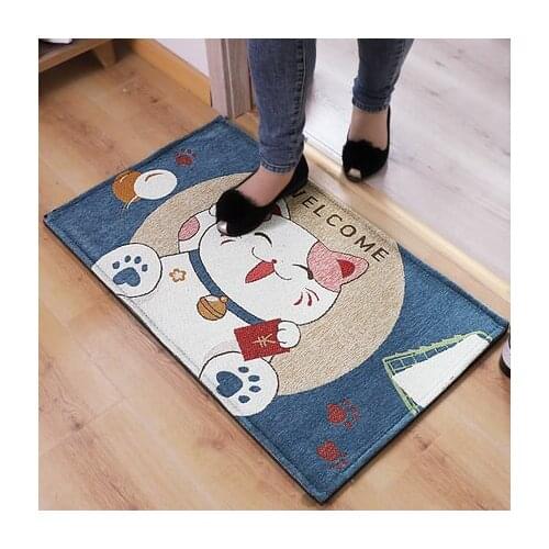 Cute Cartoon Cat Carpet Rectangular Non-Slip Bedroom Bathroom Door Mat