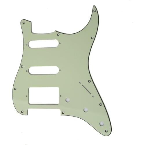 Musiclily HSS 11 Hole Guitar Strat Pickguard for Fender USA/Mexican Made Standard Stratocaster Modern Style, 3Ply Mint Green