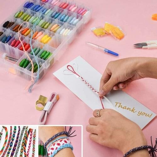Hot Sale Colors Embroidery Floss Set With Storage Box Thread Weaving String Cross Stitch Floss Kit For Home DIY Apparel Sewing
