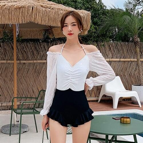 2021 New Sexy One Piece Swimsuit Women Solid Swimwear Long Sleeve Monokini Push Up Swim Suit Trikini Pad Beachwear