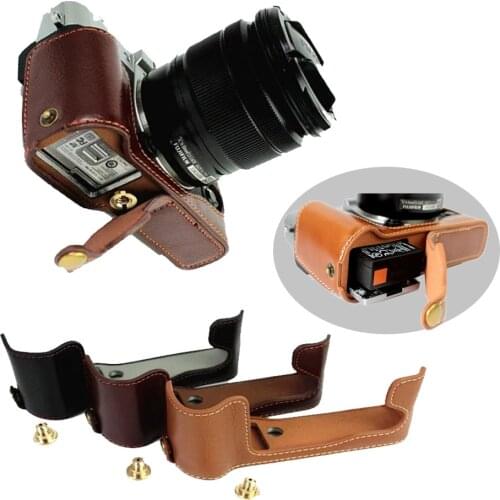 New Genuine Leather Camera Case Half Bag Body Set bottom Cover For FujiFilm Fuji XT10 X-T10 XT20 XT30 Open battery design