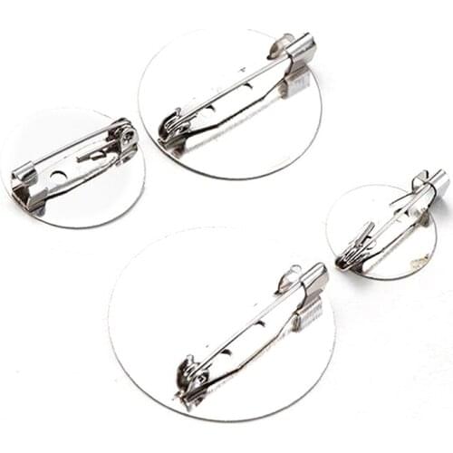 50PCs 20mm Brooch Base Back Bar Pins Findings Jewelry Making Clip Safty Catch Findings Pin Back DIY Craft Brooch