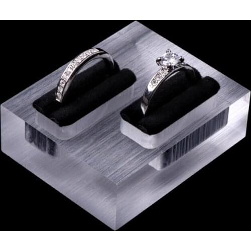 Clear Acrylic Double Rings Display Stand Jewelry Store Showcase Holder Organizer