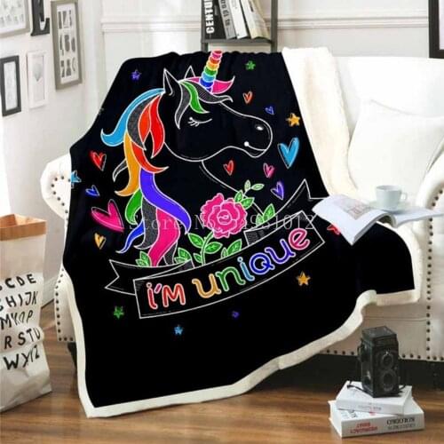 Rainbow Unicorn Blanket For Bed Sofa Warm Cotton Lamb Wool Cozy Blanket Throw Blankets Rectangle Office Blanket Weighted Blanket