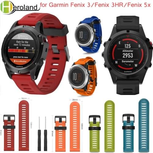 26mm Watch Strap for Garmin Fenix 3 / Fenix 3HR Band with tools Outdoor Sport Silicone Watchband for Garmin Fenix 5X / d2 bravo