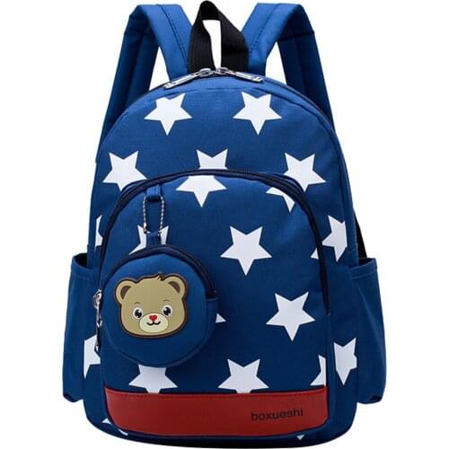 Girls Boys Star Print Kindergarten School Bags Lightweight Nylon Backpack Baby School Backpack for 1-3 Years Old Mochila Infant