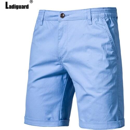 Latest Summer Men Leisure Shorts Blue Khaki Half Pants with Pockets Male Casual Skinny Beachwear Sexy Mens Clothing 2021