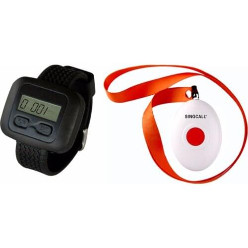 SINGCALL Wireless Nursing Call Paging System,1 Watch Receiver with a Button Bell,APE6600 and APE160