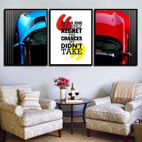 Modern Style Print Posters Red and Blue Motorcycle Car Canvas A4 Art Painting Quotes Art Wall Picture for Living Room Decoration