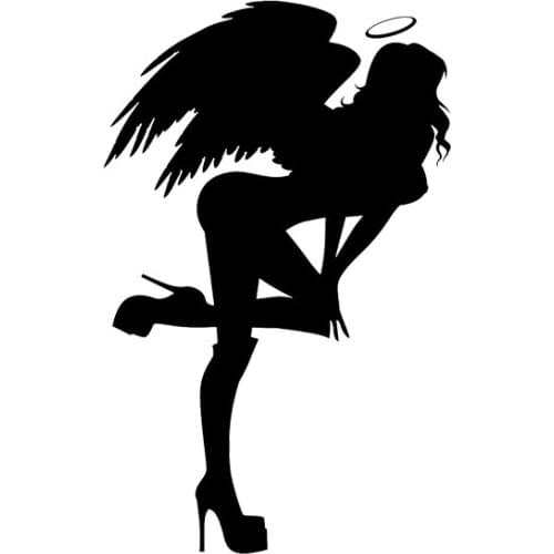 Sexy and Kind Angel Girl Car Sticker Cover Body Senior Design Car Fashion Sticker Pvc Personality Sticker Black/white, 14cm*9cm