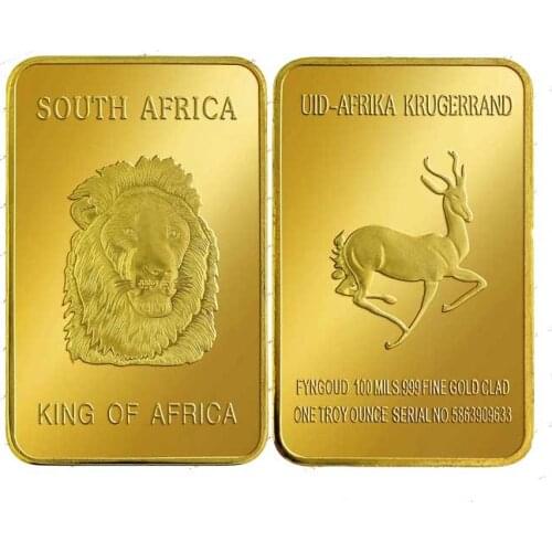 Free shipping - Krugerrand KING OF AFRICA Souvenir golden bar bullion