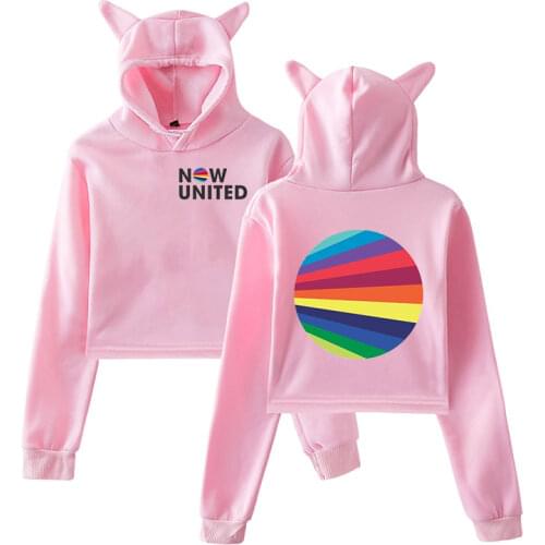 Now United Hoodie Women Pullover Girl Tracksui Cat Crop Top Pink UN Team Oversized Sweatshirt Now United-Better Album Cat Hoodie