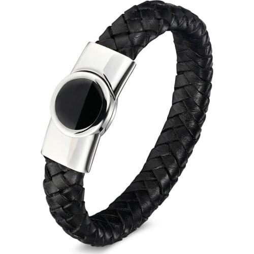 XiongHang Several Choice New Arrived Black Leather Rope Chain Bracelet Stainless Steel Magnetic Bangles Unisex Bracelets Gift