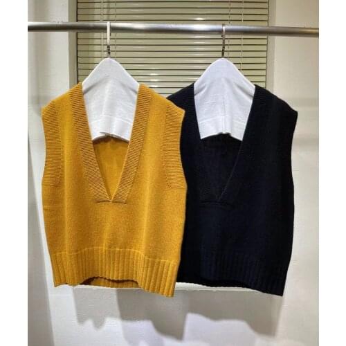 2021 Runway Vest Spring Sweater for Women Luxury Designer V-Neck Sleeveless Knitted Cashmere Pattern Tops