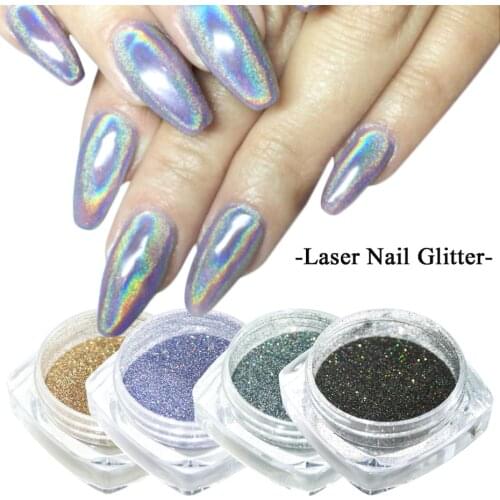 1 Box Hot Sale Holographics Nail Powders Laser Shiny Nail Glitters Dust Decorations For Nail Art Chrome Pigment DIY Accessories
