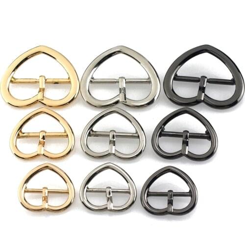 1pcs Metal Heart Belt Buckle New Style Fashion Single Pin Buckle for DIY Leather Craft Bag Strap Belt Garment Webbing 4 Sizes