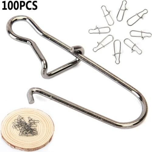 100pcs Fishing Nice Hook Pin Stainless Steel Fishing Barrel Swivel Lure Connector Accessories Safety Lure Connector