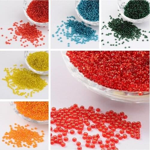 100g Silver Color Lined 11/0 Round Transparent Glass Seed Beads for Jewelry DIY Making Findings 2x1.5mm Hole: 0.3mm 6000pcs/50g