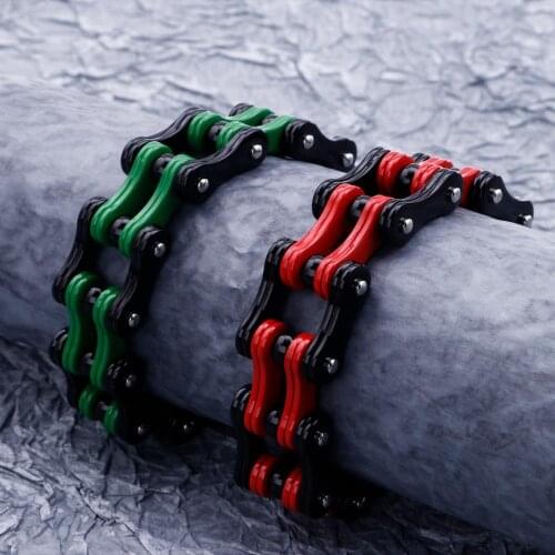 19mm Bicycle/Motorcycle Link Chain Bracelet for Men 316L Stainless Steel Biker Bracelets Bangles Punk Mens Jewelry Gift 2020