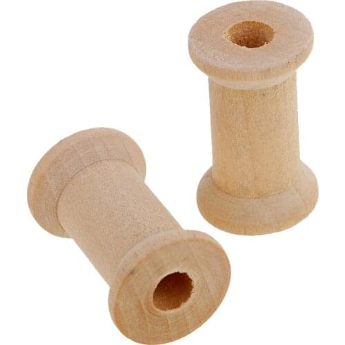 20pc Wooden Empty Thread Spools for Sewing Craft Wire Ribbon Floss 27mmx16mm