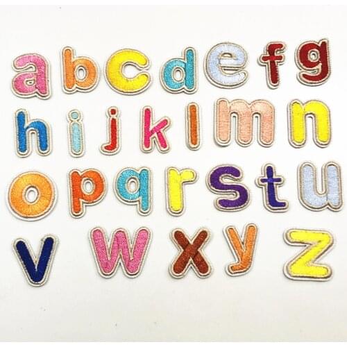 26Pcs Cute small English Alphabet Letter Embroidered Iron On Patches For Clothing Denim Badge Paste For Jeans Pant DIY Name