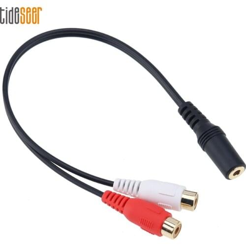 3.5mm Stereo Female to 2 RCA Female Jack Audio Adapter Y Splitter Cable Cord for DVD CD TV VCR Headphone 100pcs