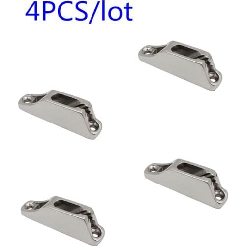 4PCS Stainless Steel Marine Sailing Rope Cam Cleats 18x81mm Flip Up Clam Clamp Jam Cleat For Sailboat Yacht Hardware