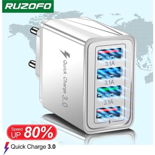 Ruzofo Quick Charge 3.0 For iPhone Charger Wall Fast Charging For Samsung S10 S9 S8 Xiaomi Huawei Mobile Phone Chargers Adapter