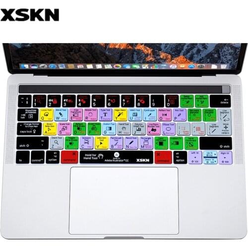 XSKN for Adobe AI Shortcut Illustrator Keyboard Skin Cover for Touch ID Macbook 13 15 A1706 A1707(2016+), Touch Bar Sticker Gift
