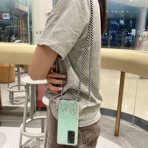 Soft With Necklace Lanyard Bling Glitter Case For OPPO A73 A91 A8 Reamle 5 Reno Z 3 R17 pro 10 R15X A77 F3 A9 A59 A37 F11 Case