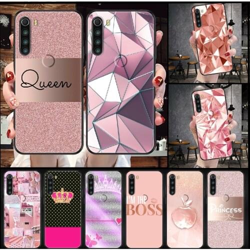 Pink Princess Queen Phone case For Xiaomi Redmi Note 7 7A 8 8T 9 9A 9S 10 K30 Pro Ultra black luxury cell cover trend coque tpu