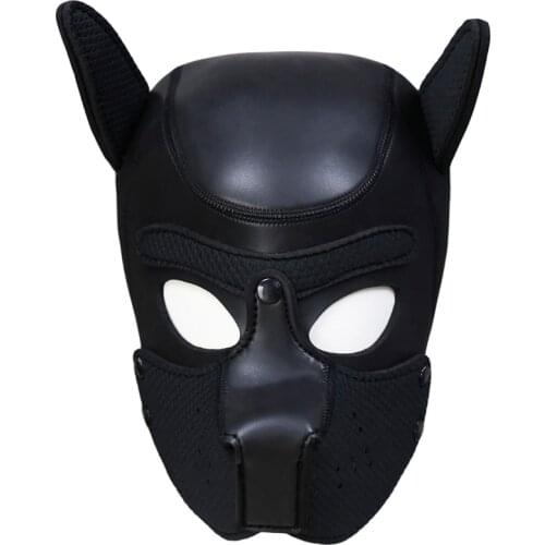Black Red Dog Headgear Bdsm Bondage Hood Mask Binding Head Harness Fetish Restraint Sexy Cosplay Erotic Game Sex Toy For Lovers