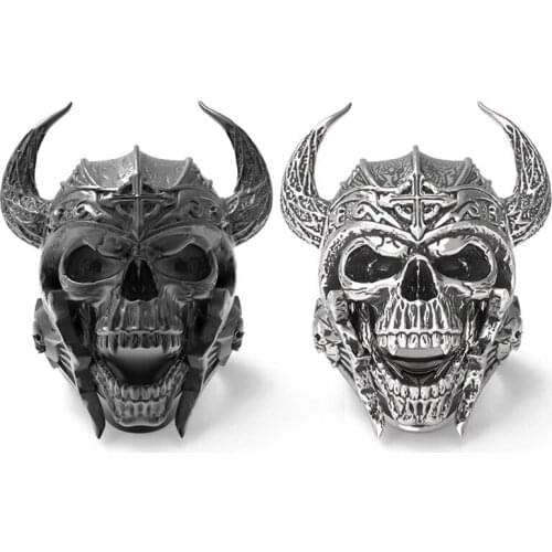 Black Color Silver Color Gothic Skull Ring Cross Templar Knight Ring Cool Punk Mens Party Jewelry Best Gift for Boyfriend