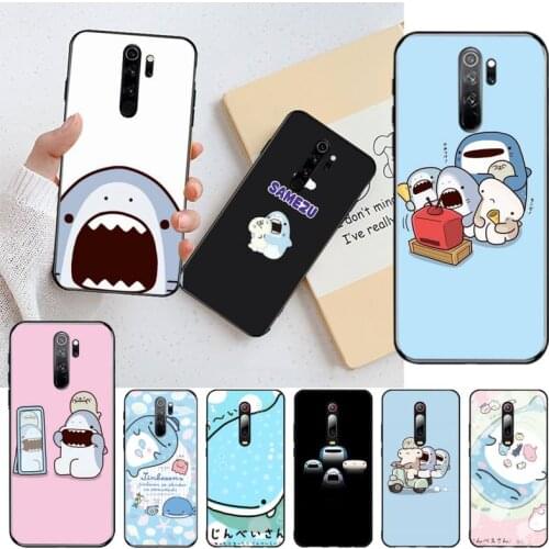 CUTEWANAN Kawaii Samezu Shark Black TPU Soft Phone Case Cover for Redmi Note 8 8A 8T 7 6 6A 5 5A 4 4X 4A Go Pro