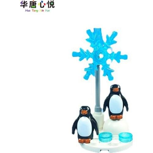Friends Animal Series Penguin Scene Snow World Building Blocks Educational Toys Childs Gifts Accessories Sets Friend Model Toys