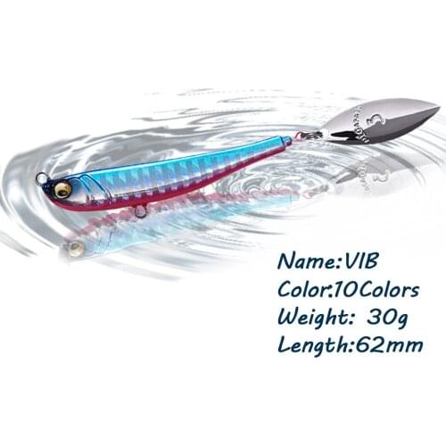 GOBYGO 1PCS 62MM 30G VIB Fishing Lures Spoon Spinner Artificial Vibration Pesca Hard Baits Metal Bait Fishing Tackle Swimbait