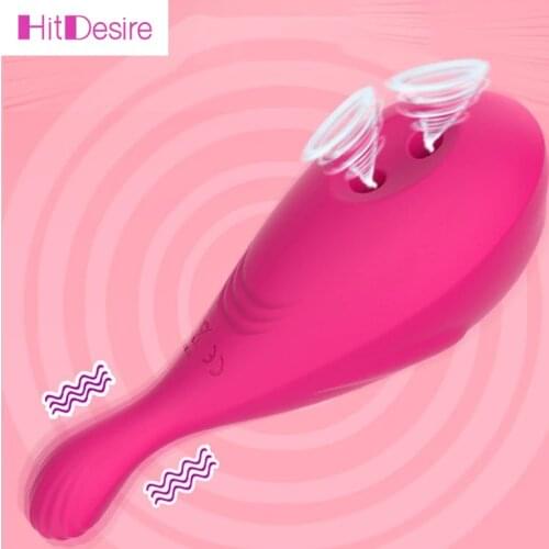HitDesire Double Sucking Vibrator Female Masturbation 8 Frequency Twitching Egg Clitoris Sucker Adult Products