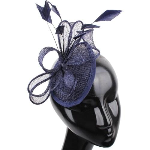 Nice Sinamay Wedding Headpiece Elegant Women Fascinator Hat Handmade Fashion Headwear With Fancy Feather Party Hair Accessories