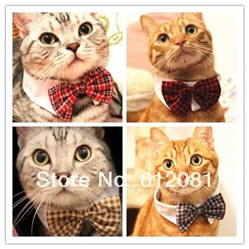 Classic hot sale pet cat dog bow tie collar 100% cotton Suitable Pet supply product Free Shipping 10pcs/lot