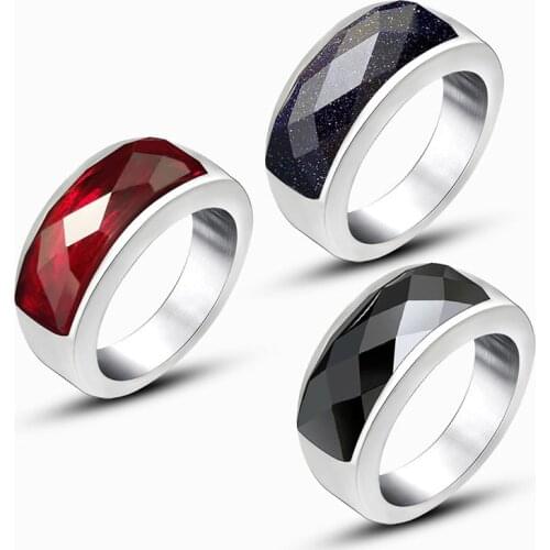Personality black blue red Starry Sky Stone Ring for Men And Women High Quality Fine Polish Trend Ring Jewelry Accessories