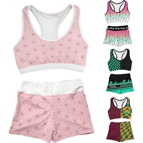 Anime Demon Slayer Kamado Nezuko Cosplay Costumes Sexy Swimsuit Teens Shirt Sportswear Sweatpants Beach Shorts Swimming Pants
